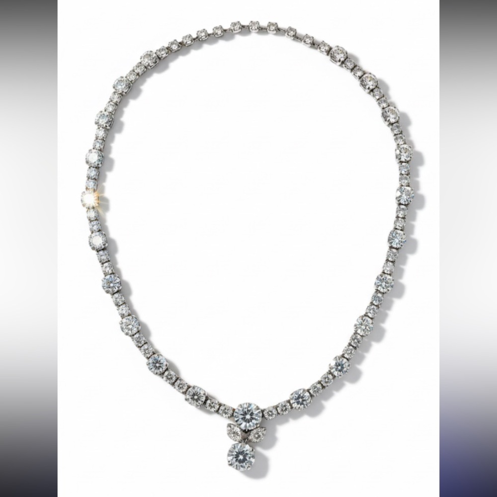 Eisenberg Vintage Necklace Signed Pendant Clear Rhinestone Necklace 1950’s